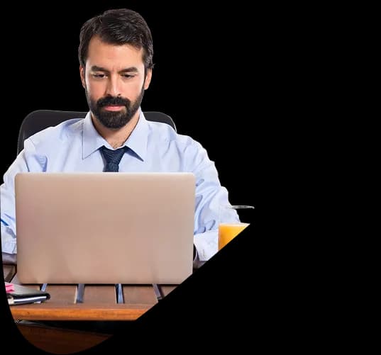 Business professional working on laptop